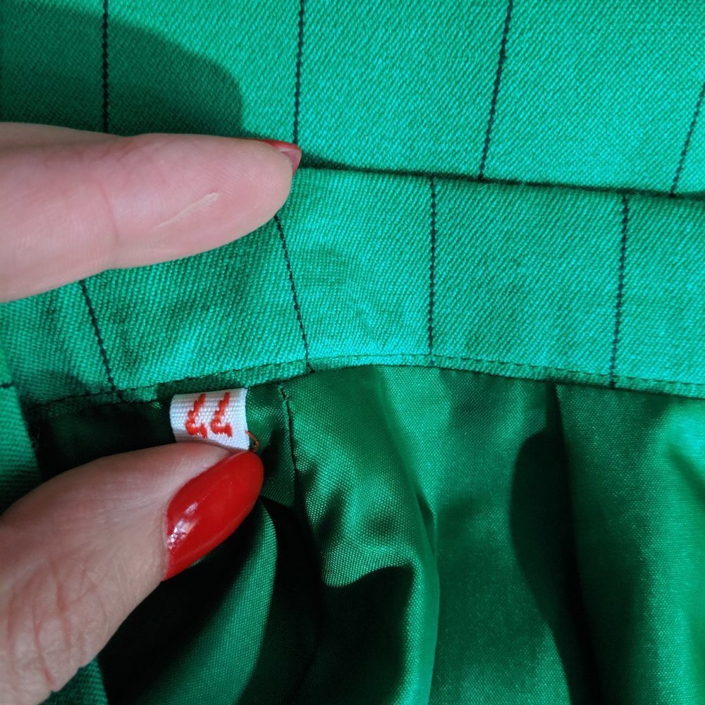 Vintage Pierre Balmain stiped skirt green black - Picture 4 of 4